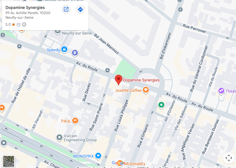 Plan d’accès à Dopamine Synergies, 99 avenue Achille-Peretti à Neuilly-sur-Seine